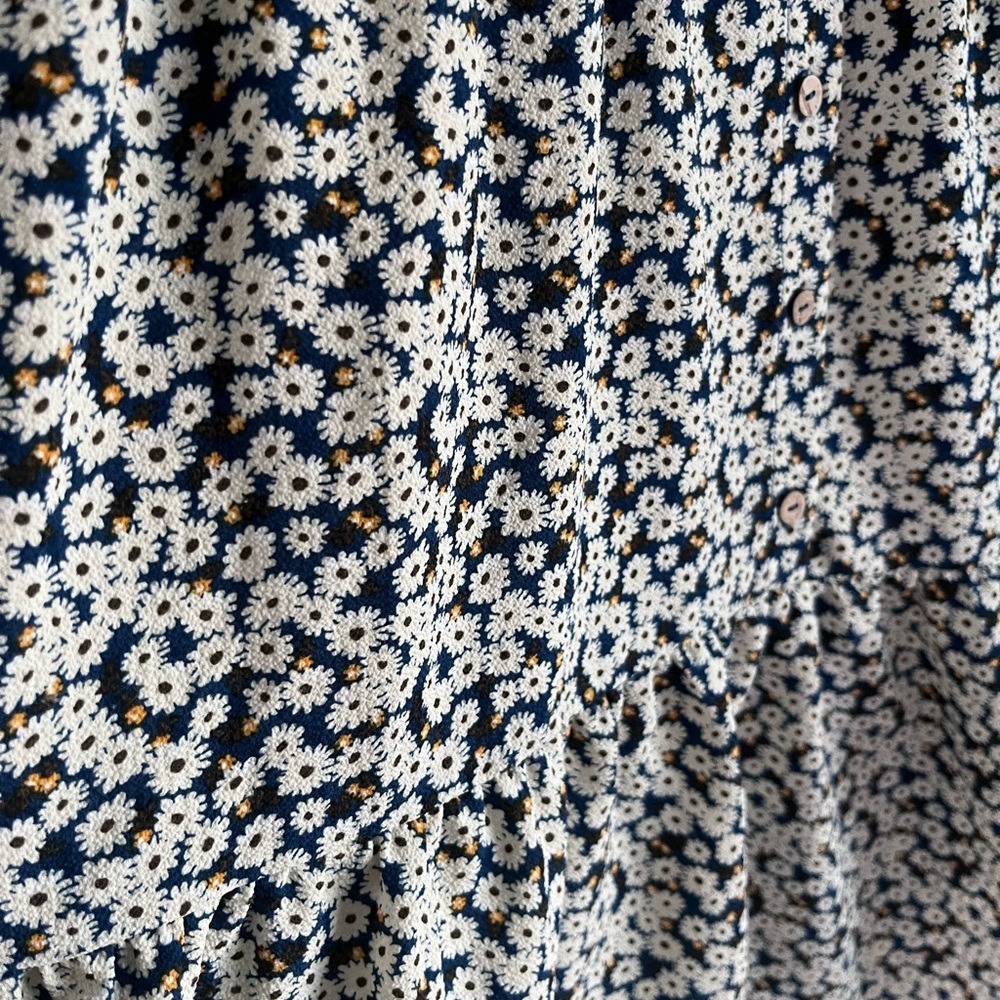 Good Luck Gem Navy Floral Button-Down Dress sleeveless size large - Picture 5 of 7